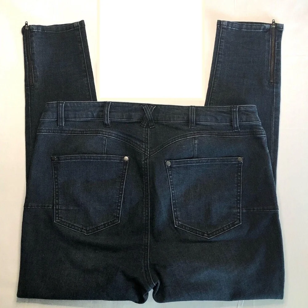 Ellos Skinny Jeans Ankle Zippers Faded Indigo 4 Pockets Has 2% Spandex Slimming - Picture 2 of 5